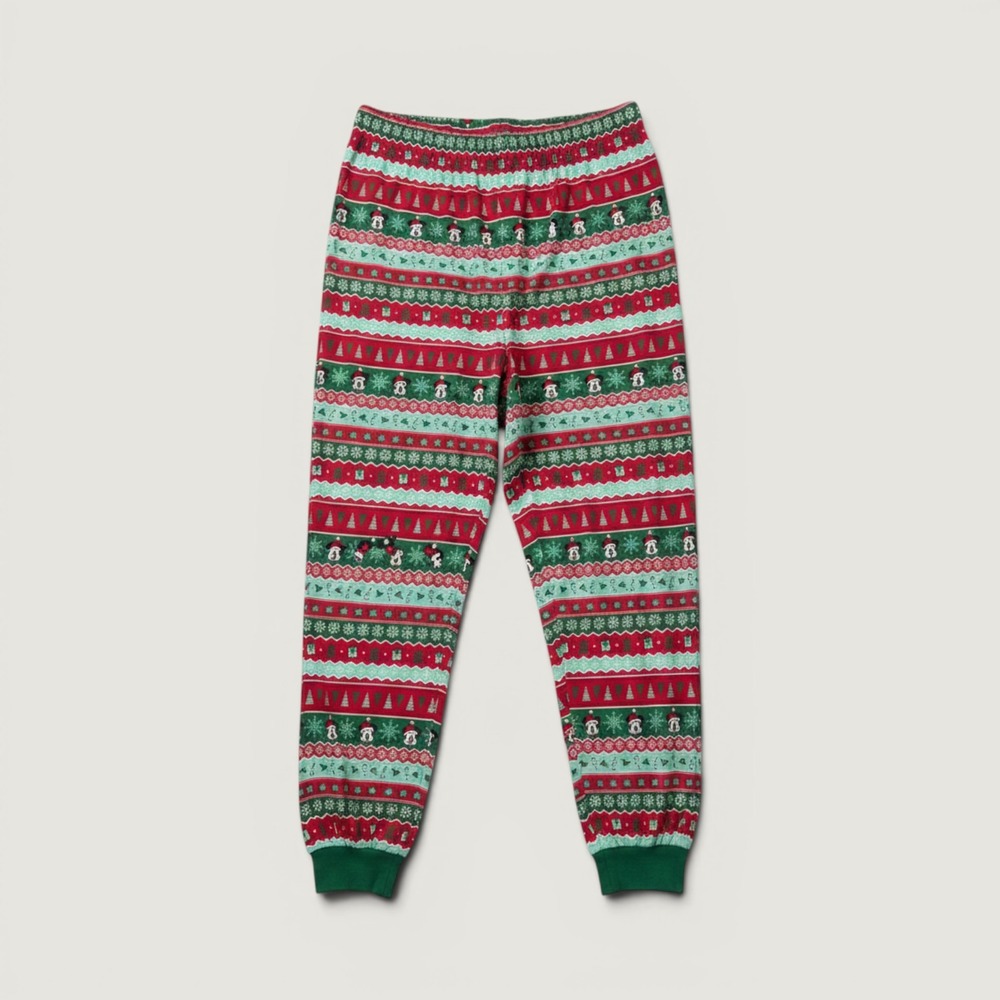 Disney Parks Mickey Mouse Pajama Pants Large Christmas Fair Isle 2025 Lounge PJs